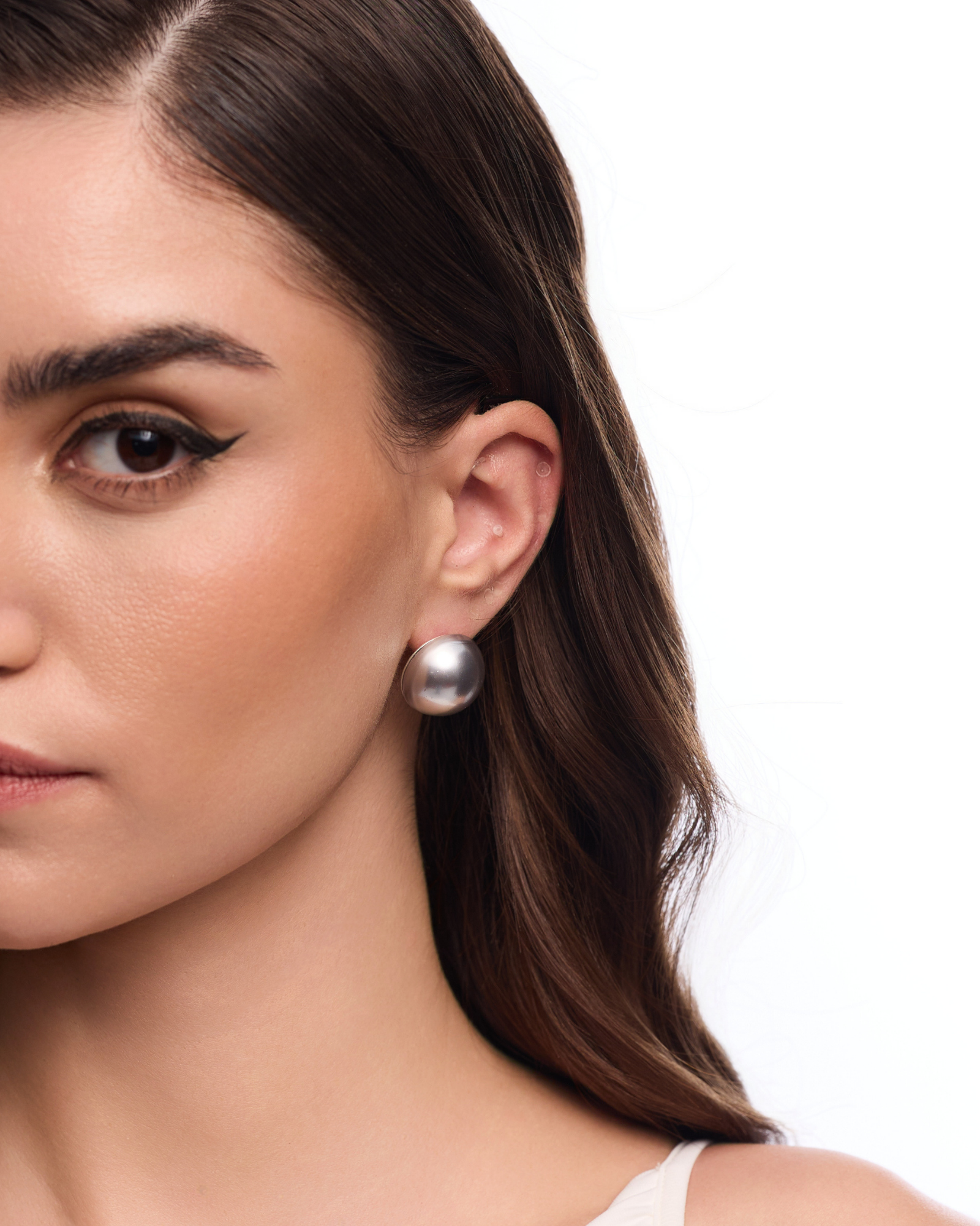 20mm Pearl Studs - Silver