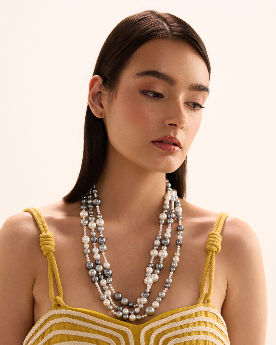 Dark Silver, Silver &amp; White Mixed Necklace