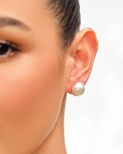 14mm Pearl Studs - White