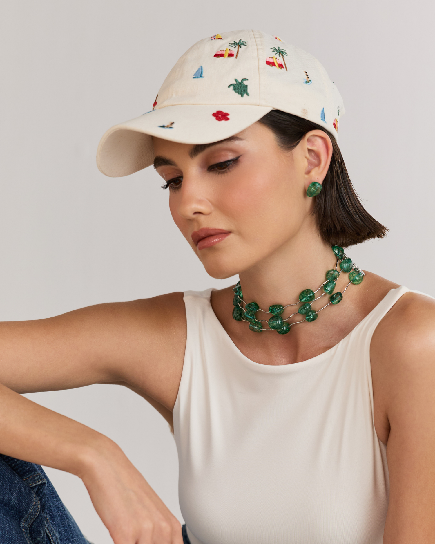 Piped Green Tumbles Choker
