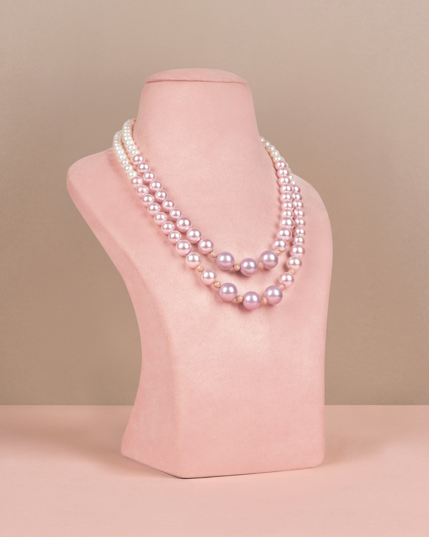 Double Graded Pearls - Purple Ombre with Swarovski