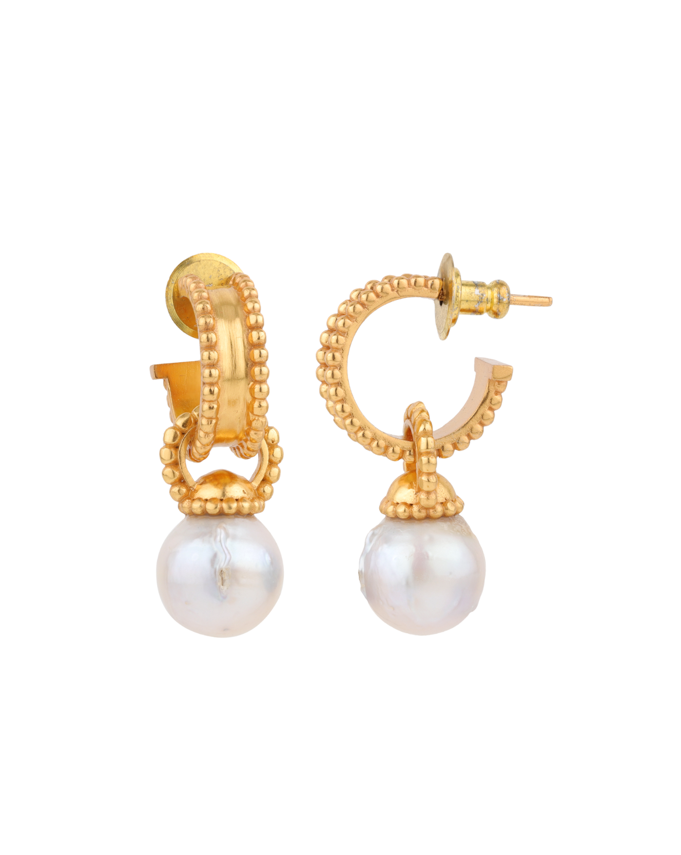 Oyster Baroque Pearl Hoops